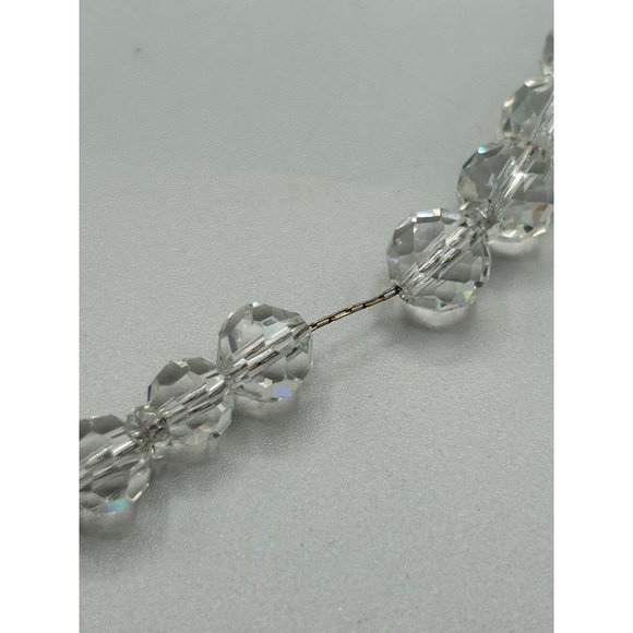 Art Deco Clear Crystal Necklace Graduated Beads Strung On Sterling Silver Chain - Picture 9 of 10